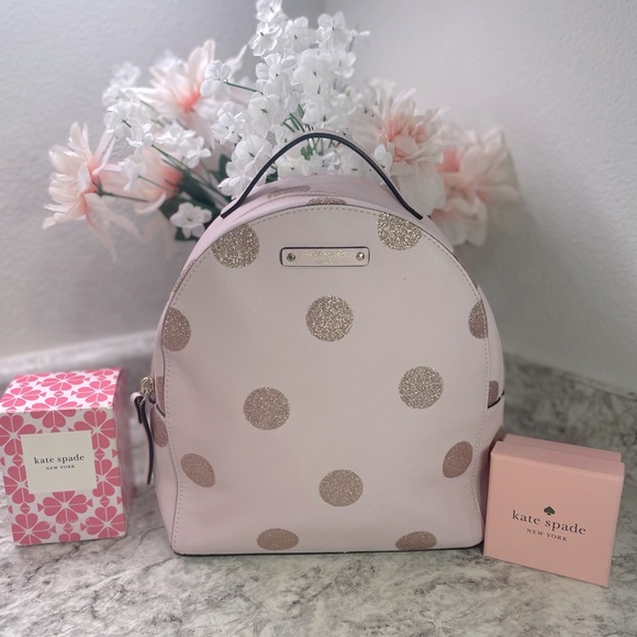 KATE SPADE Pink Polka Dot Backpack - Picture 1 of 16